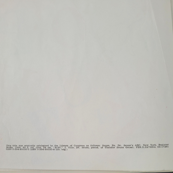 Dr. Seuss Hard Cover Book- ABC- 1963 - Picture 3 of 4